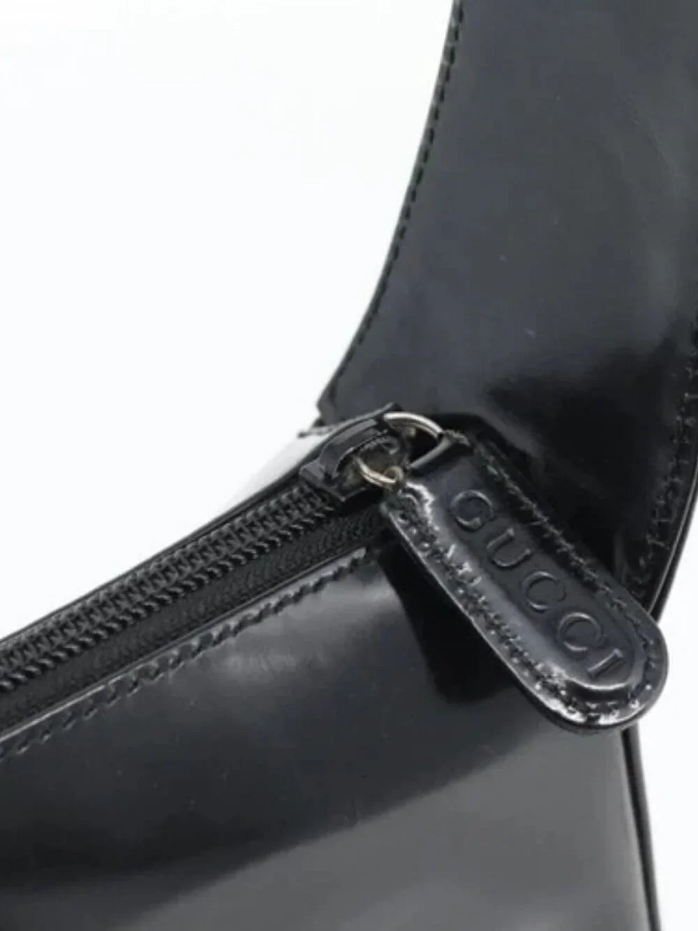 GUCCI Shoulder Bag Enamel Black 001 1364 1703 Auth 182536 - Picture 10 of 16